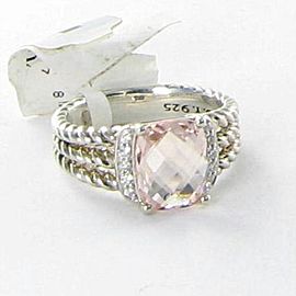 David Yurman Petite Wheaton Diamonds Morganite 925 Ring