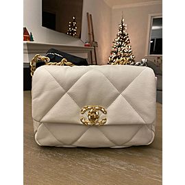 Chanel Lambskin Quilted Medium Chanel 19 Flap White