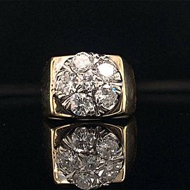 Diamond Ring Unisex 14 KT Yellow & White Gold 1.10 CT Certified $5,950