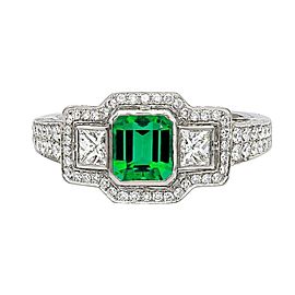 Rachel Koen 950 Platinum 0.77cttw Emerald 1.92cttw Diamond Engagement Ring