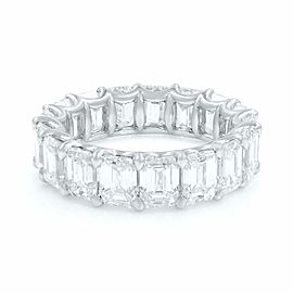 Signature U-shape Emerald Cut Diamond Anniversary Ring 18K White Gold 6.81cts