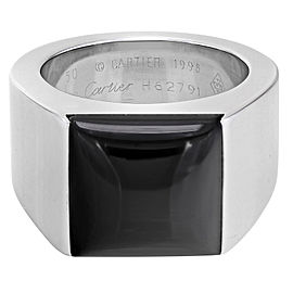 Cartier Tank 18K White Gold Black Onyx Unisex Ring Size 5.75 EU 50