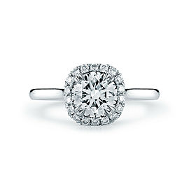 Round Diamond Halo Engagement Ring in Platinum 0.82cts F VS1 GIA