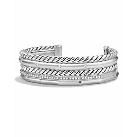 David Yurman Stax Narrow Cuff Bracelet with Diamonds 0.50twt Silver