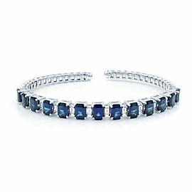 Rachel Koen Sapphire Diamond Bangle Bracelet Cuff 10.20ct 18K White Gold