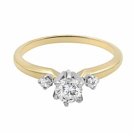 Rachel Koen 14K Yellow Gold Thee Stone Engagement Ring 0.50cttw Size 6.25