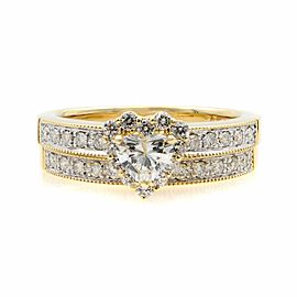 Rachel Koen 14K Yellow Gold Heart Shaped Engagement Ring and Wedding Band Set