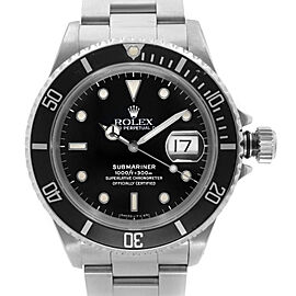 Rolex Submariner Date Holes Steel None Ceramic Black Dial Mens Watch