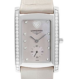 Longines DolceVita Steel Diamond Pink MOP Dial Leather Strap Watch L56550932