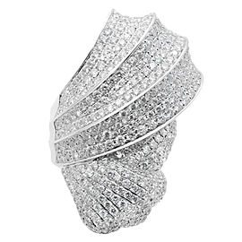 Rachel Koen 18K White Gold Diamond Cocktail Ring 4.50Cttw Size 7