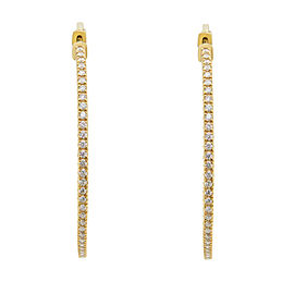 Rachel Koen14K Yellow Gold Diamond Hoop Earring 2 inches 2.98Cttw