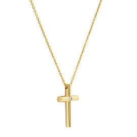 Tiffany & Co. Diamond Cross Pendant Ladies Necklace 18k Yellow Gold 0.02cttw