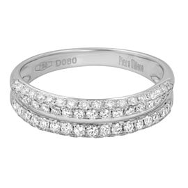 Piero Milano Natural Pave Diamond Ring 18k White Gold 0.80cttw Size 8