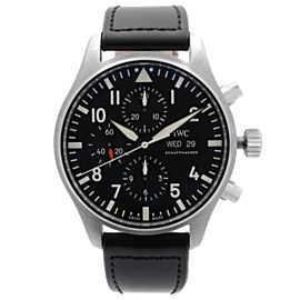 IWC Pilot 43mm Chronograph Steel Black Dial Mens Automatic Watch