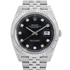 Rolex Datejust 41 Steel Jubilee Black Diamond Dial Automatic Mens Watch