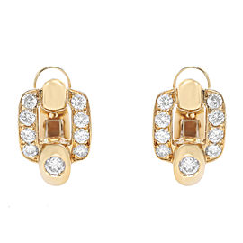 Cartier Diamond Clip Closure Stud Earrings 18K Yellow Gold