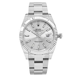 Rolex Datejust 41 18K White Gold Steel Silver Dial Automatic Mens Watch