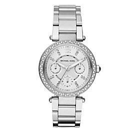 Michael Kors Parker 33mm Steel White Diamond Dial Quartz Ladies Watch