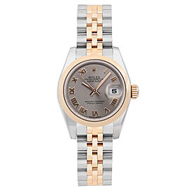 Rolex Datejust 26mm 18k Rose Gold Steel Gray Roman Dial Ladies Watch