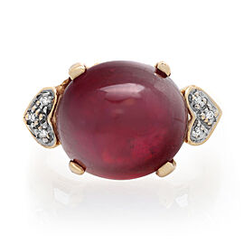 15.30cts Cabochon Ruby & 0.04cts Diamond Ladies Ring