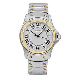 Cartier Santos Ronde 33mm 18k Gold Steel Silver Dial Automatic Watch