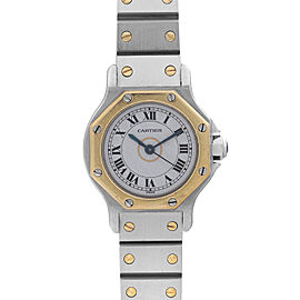 Cartier Santos Octagon 18K Gold Steel White Dial Automatic Ladies Watch