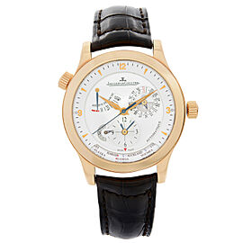 Jaeger-LeCoultre Master Geographic 18k Rose Gold Silver Dial Mens Watch