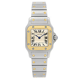 Cartier Santos Galbee Steel 18K Yellow Gold Cream Dial Ladies Quartz Watch