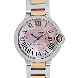 Cartier Ballon Bleu 18K Rose Gold Steel Pink MOP Automatic Watch