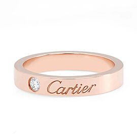Cartier C De Cartier Diamond Wedding Band Ring 18K Rose Gold Size