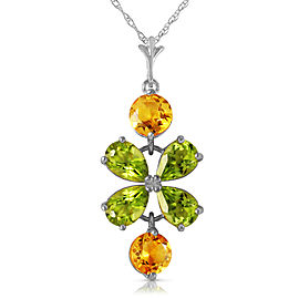 3.15 CTW 14K Solid White Gold Necklace Peridot Citrine