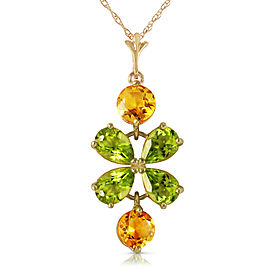3.15 CTW 14K Solid Gold Necklace Peridot Citrine