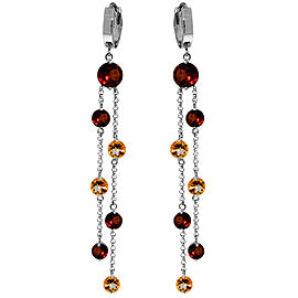 8.99 CTW 14K Solid White Gold Conquer To Prevail Garnet Citrine Earrings