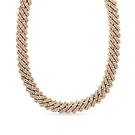 Ethan Carats Round Brilliant Diamond Cuban Link Chain in Yellow Gold for Men