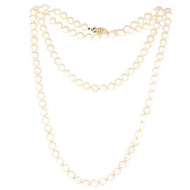 Fine White Pearl Long Strand Necklace
