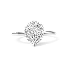 10K White Gold 3/8 Cttw Round-Cut Lab Grown Diamond Cluster Pear Promise Ring (G-H Color, VS2-SI1 Clarity) - Size 7