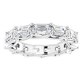 5 CARAT EMERALD-CUT DIAMOND ETERNITY RING WHITE GOLD 30 POINTER G COLOR VS1 CLARITY SHARED PRONG BAND BY MIKE NEKTA NYC