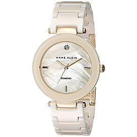 Anne Klein AK/1018IVGB Mother Of Pearl Dial Off-White Ceramic Band 33mm Womens Watch