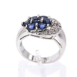 Fine estate 14k White Gold Diamond Sapphire Ring 6.7 Grams Size 7