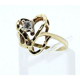 14k Yellow Gold .15ct Diamond Solitaire Free Form Heart Ladies Ring Size 7
