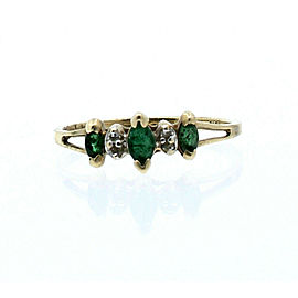 10k Yellow Gold Marquis Emerald Diamond Ladies Ring Band Size 6.5