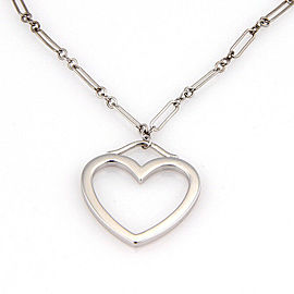 Tiffany & Co. 18K White Gold Chain Link Medium Open Heart Pendant Necklace