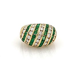 Hammerman Brothers 4.60ct Diamond & Emerald 14k Yellow Gold Dome Ring Size 6