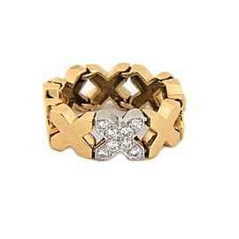 Tiffany & Co. Diamond 18k Two Tone Gold X Flex Link Band Ring Size 6