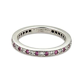 Tiffany & Co. Legacy Diamond Pink Sapphire Platinum Milgrain Band Ring