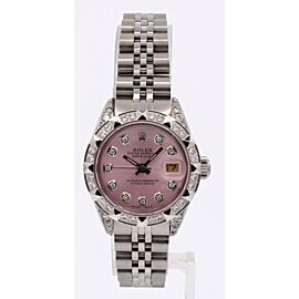 Ladies ROLEX Oyster Perpetual Stainless Steel Datejust ICE PINK Diamonds