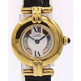 Ladies CARTIER Must De Cartier Vermeil Gold Sterling Silver Round Watch