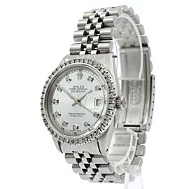 Mens Vintage ROLEX Oyster Perpetual Datejust SILVER Dial Diamond Watch