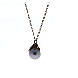 Yellow Gold Necklace with Tahitian Round Pearl