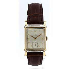 Vintage Omega Gold Plated Steel Hand Wind Rectangle Fency Lugs Men's Watch
